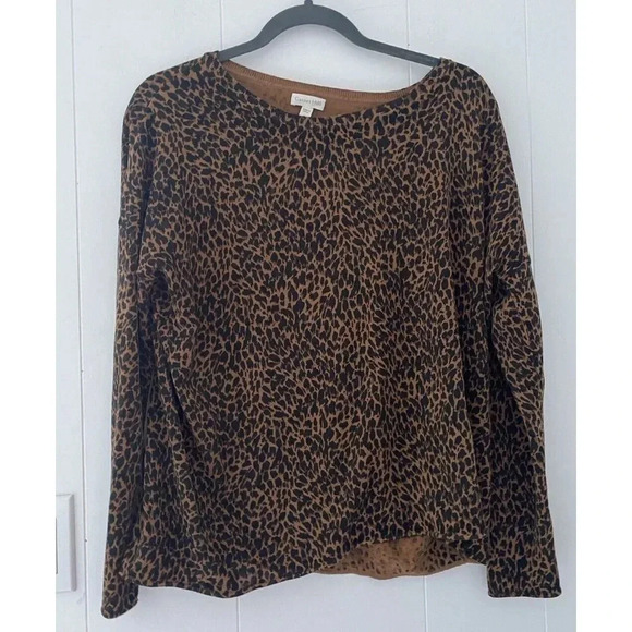 Garnet Hill Leopard Print Silk & Cotton oversized top  Size - M - Picture 1 of 6